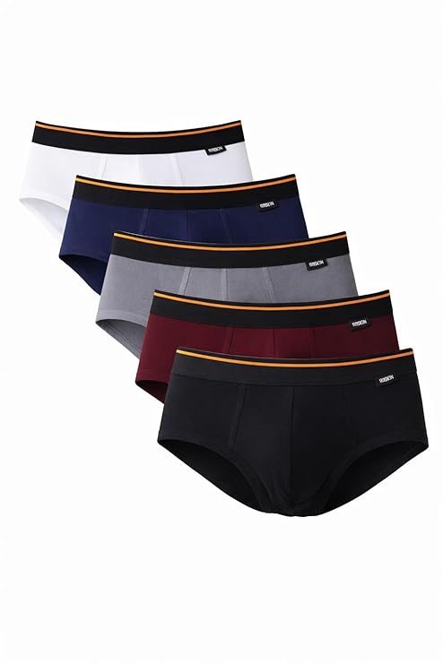 ONSKIN Men's Deo-Cotton Solid Briefs Underwear Combo Pack of 5 (Multicolor) | Anti-Bacterial, Moisture Wicking, Breathable Inner for Man | Regular Fit Soft No Marks Waistband Undie for Gents