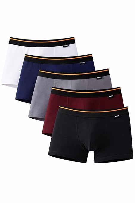 ONSKIN Men's Deo-Cotton Solid Short Trunks Underwear Combo Pack of 5 (Multicolor) | Anti-Bacterial, Moisture Wicking, Breathable Inner for Man | Regular Fit Soft No Marks Waistband Undie for Gents