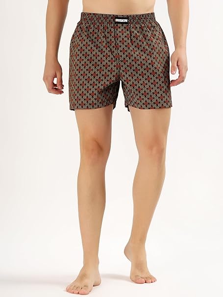 ONSKIN Men's Cotton Printed Woven Boxer Shorts | Regular Fit, Soft & Breathable Fabric Shorts with Comfortable Inner Waistband & Pocket | Durable Everyday Boxers for Men