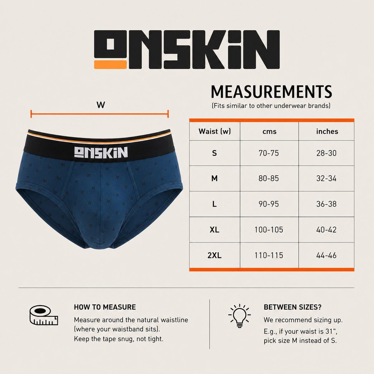 Men's Innerwear Size Chart
